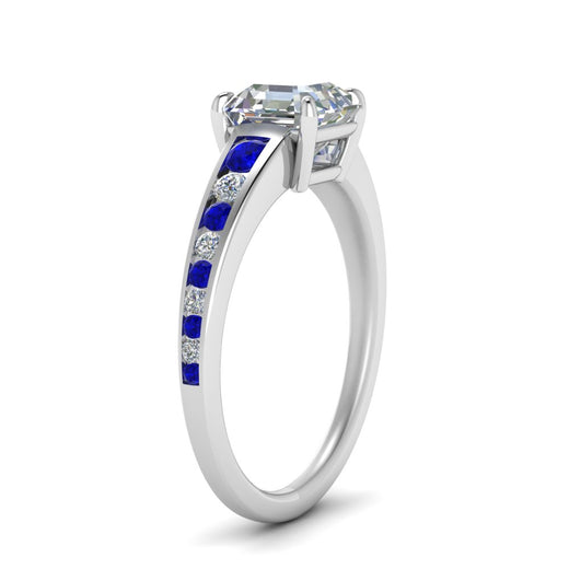 asscher-cut-swirl-engraved-channel-accent-diamond-engagement-ring-with-sapphire-in-FD122866ASRGSABL-NL-WG