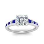 Load image into Gallery viewer, asscher-cut-swirl-engraved-channel-accent-diamond-engagement-ring-with-sapphire-in-FD122866ASRGSABL-NL-WG
