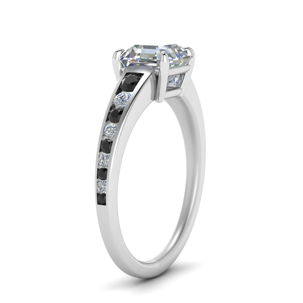asscher-cut-swirl-engraved-channel-accent-engagement-ring-with-black-diamond-in-FD122866ASRGBLACK-NL-WG