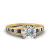 Load image into Gallery viewer, asscher-cut-swirl-engraved-channel-accent-engagement-ring-with-black-diamond-in-FD122866ASRGBLACK-NL-YG