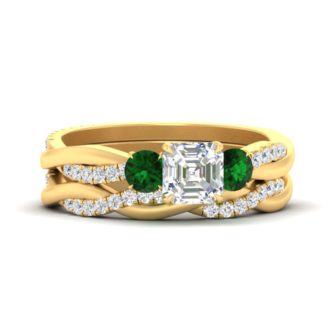 asscher-cut-three-stone-twisted-emerald-wedding-band-in-yellow-gold-fdens3301asgemgrsleep-nl-yg.jpg