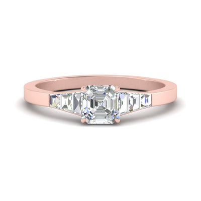 Asscher Cut Lab Diamond Ring With Trapezoid Sides