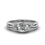 Load image into Gallery viewer, asscher-cut-twisted-diamond-bridal-set-in-14K-white-gold-FD8300AS-NL-WG.jpg

