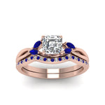 Load image into Gallery viewer, asscher-cut-twisted-diamond-bridal-set-with-blue-sapphire-in-14K-rose-gold-FD8300ASGSABL-NL-RG.jpg