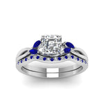 Load image into Gallery viewer, asscher-cut-twisted-diamond-bridal-set-with-blue-sapphire-in-14K-white-gold-FD8300ASGSABL-NL-WG.jpg
