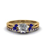 Load image into Gallery viewer, asscher-cut-twisted-diamond-bridal-set-with-blue-sapphire-in-14K-yellow-gold-FD8300ASGSABL-NL-YG.jpg
