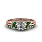 Load image into Gallery viewer, asscher-cut-twisted-diamond-bridal-set-with-emerald-in-14K-rose-gold-FD8300ASGEMGR-NL-RG.jpg
