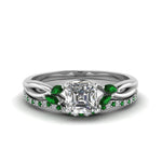 Load image into Gallery viewer, asscher-cut-twisted-diamond-bridal-set-with-emerald-in-14K-white-gold-FD8300ASGEMGR-NL-WG.jpg