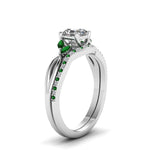 Load image into Gallery viewer, asscher-cut-twisted-diamond-bridal-set-with-emerald-in-14K-white-gold-FD8300ASGEMGR-NL-WG.jpg
