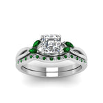 Load image into Gallery viewer, asscher-cut-twisted-diamond-bridal-set-with-emerald-in-14K-white-gold-FD8300ASGEMGR-NL-WG.jpg
