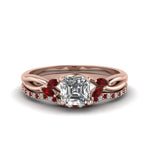 Load image into Gallery viewer, asscher-cut-twisted-diamond-bridal-set-with-ruby-in-14K-rose-gold-FD8300ASGRUDR-NL-RG.jpg
