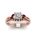 Load image into Gallery viewer, asscher-cut-twisted-diamond-bridal-set-with-ruby-in-14K-rose-gold-FD8300ASGRUDR-NL-RG.jpg