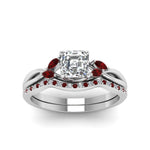 Load image into Gallery viewer, asscher-cut-twisted-diamond-bridal-set-with-ruby-in-14K-white-gold-FD8300ASGRUDR-NL-WG.jpg
