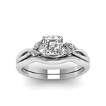 Load image into Gallery viewer, asscher-cut-twisted-diamond-ring-with-matching-curved-band-in-14K-white-gold-FD8300AS-NL-WG.jpg
