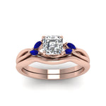 Load image into Gallery viewer, asscher-cut-twisted-diamond-ring-with-matching-curved-band-with-blue-sapphire-in-14K-rose-gold-FD8300ASGSABL-NL-RG.jpg
