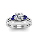 Load image into Gallery viewer, asscher-cut-twisted-diamond-ring-with-matching-curved-band-with-blue-sapphire-in-14K-white-gold-FD8300ASGSABL-NL-WG.jpg

