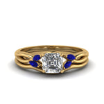 Load image into Gallery viewer, asscher-cut-twisted-diamond-ring-with-matching-curved-band-with-blue-sapphire-in-14K-yellow-gold-FD8300ASGSABL-NL-YG.jpg
