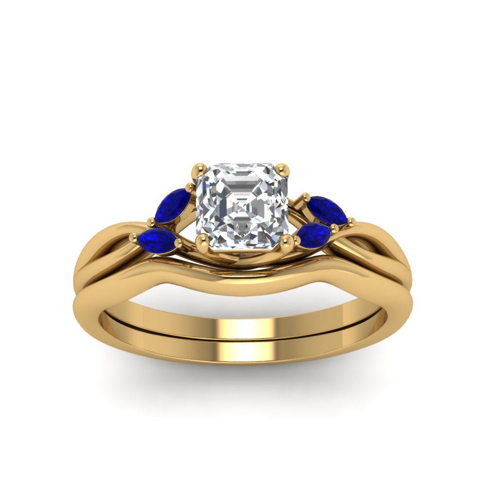 asscher-cut-twisted-diamond-ring-with-matching-curved-band-with-blue-sapphire-in-14K-yellow-gold-FD8300ASGSABL-NL-YG.jpg