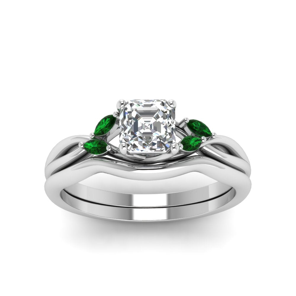 asscher-cut-twisted-diamond-ring-with-matching-curved-band-with-emerald-in-14K-white-gold-FD8300ASGEMGR-NL-WG.jpg