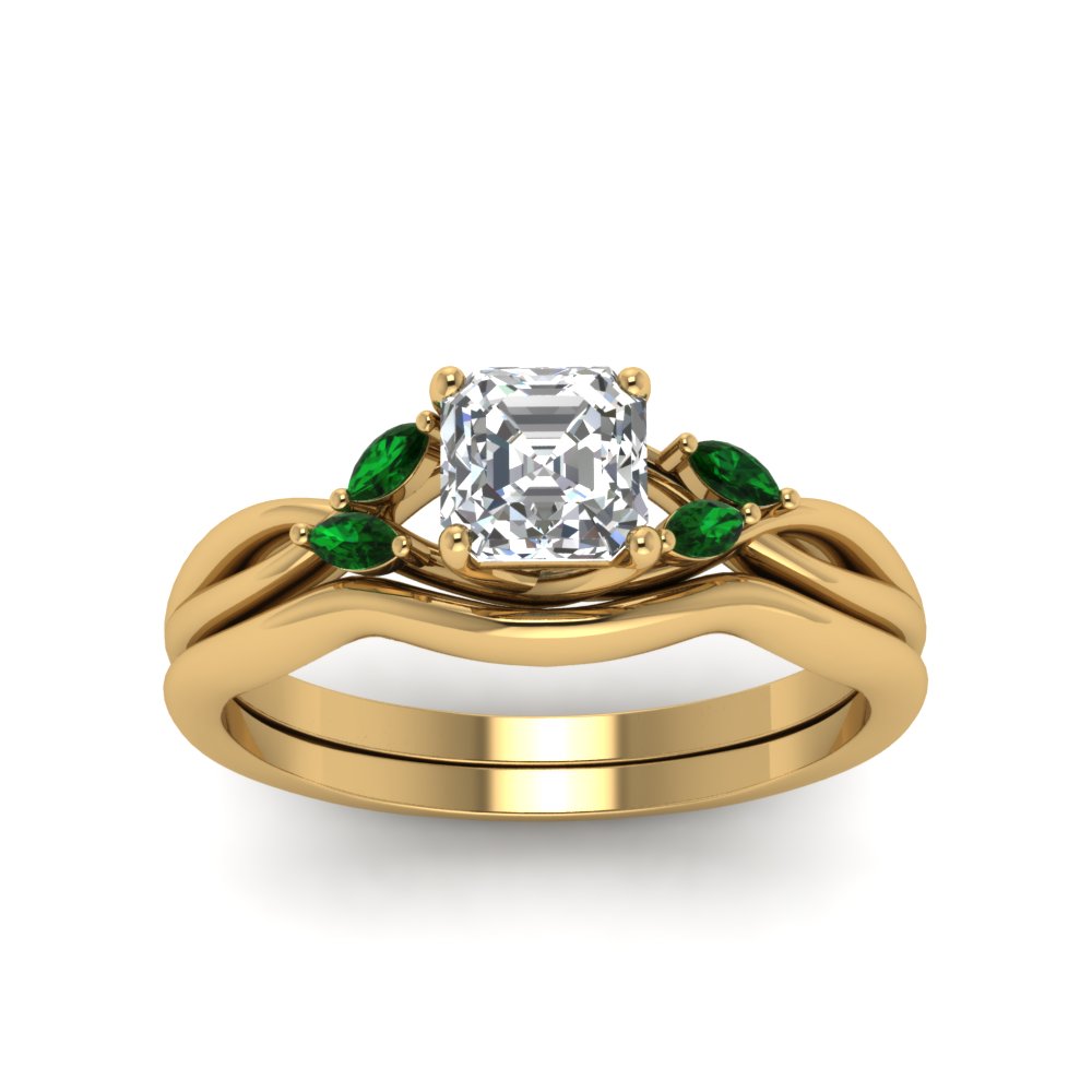 asscher-cut-twisted-diamond-ring-with-matching-curved-band-with-emerald-in-14K-yellow-gold-FD8300ASGEMGR-NL-YG.jpg