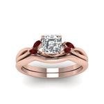 Load image into Gallery viewer, asscher-cut-twisted-diamond-ring-with-matching-curved-band-with-ruby-in-14K-rose-gold-FD8300ASGRUDR-NL-RG.jpg
