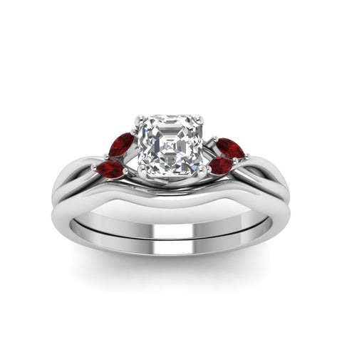 asscher-cut-twisted-diamond-ring-with-matching-curved-band-with-ruby-in-14K-white-gold-FD8300ASGRUDR-NL-WG.jpg