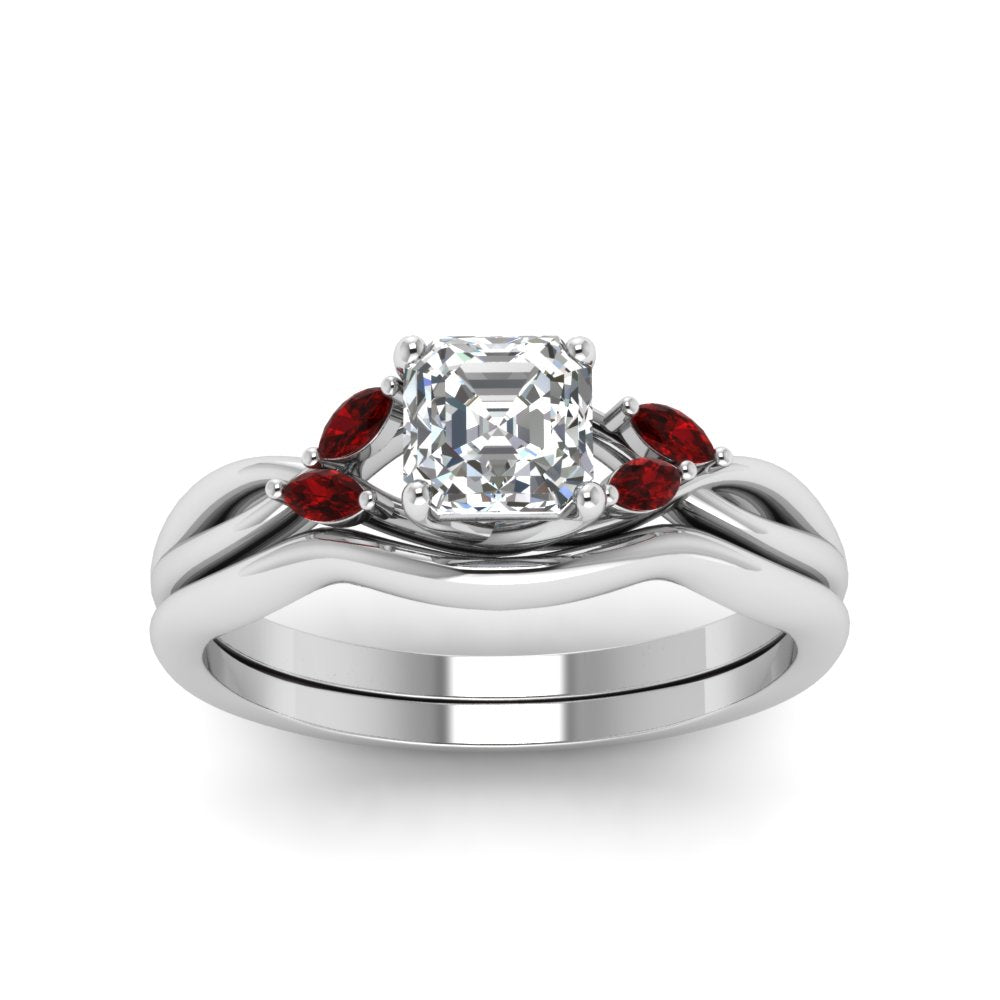 asscher-cut-twisted-diamond-ring-with-matching-curved-band-with-ruby-in-14K-white-gold-FD8300ASGRUDR-NL-WG.jpg