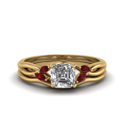 asscher-cut-twisted-diamond-ring-with-matching-curved-band-with-ruby-in-14K-yellow-gold-FD8300ASGRUDR-NL-YG.jpg