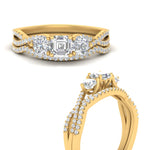 Load image into Gallery viewer, asscher-cut-twisted-floral-prong-diamond-wedding-set-in-yellow-gold-FD10257AS-ANGLE3-NL-YG?v=1756359941
