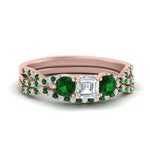 Load image into Gallery viewer, asscher-cut-twisted-floral-prong-emerald-wedding-set-in-rose-gold-FD10257ASGEMGR-NL-RG?v=1756359941
