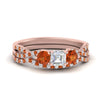 Load image into Gallery viewer, asscher-cut-twisted-floral-prong-orange-sapphire-wedding-set-in-rose-gold-FD10257ASGSAOR-NL-RG_d3840e37-dbac-4c16-b2e8-a6dd4bad2023?v=1756360097