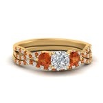 Load image into Gallery viewer, asscher-cut-twisted-floral-prong-orange-sapphire-wedding-set-in-yellow-gold-FD10257ASGSAOR-NL-YG_115d066e-7a22-451f-9801-160871ced96e?v=1756360098
