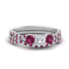 Load image into Gallery viewer, asscher-cut-twisted-floral-prong-pink-sapphire-wedding-set-in-white-gold-FD10257ASGSADRPI-NL-WG_806a61c7-825c-4e81-b5ad-ba660362f7a6?v=1756360098