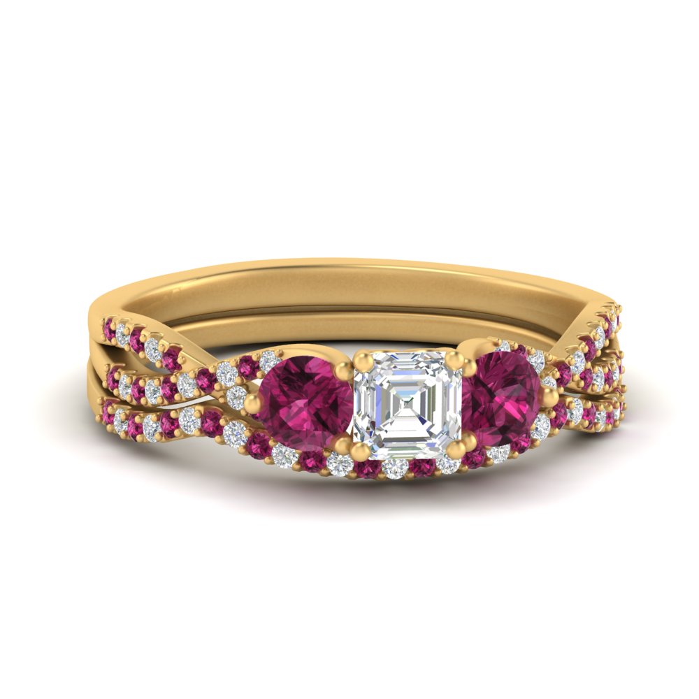 asscher-cut-twisted-floral-prong-pink-sapphire-wedding-set-in-yellow-gold-FD10257ASGSADRPI-NL-YG?v=1756359941