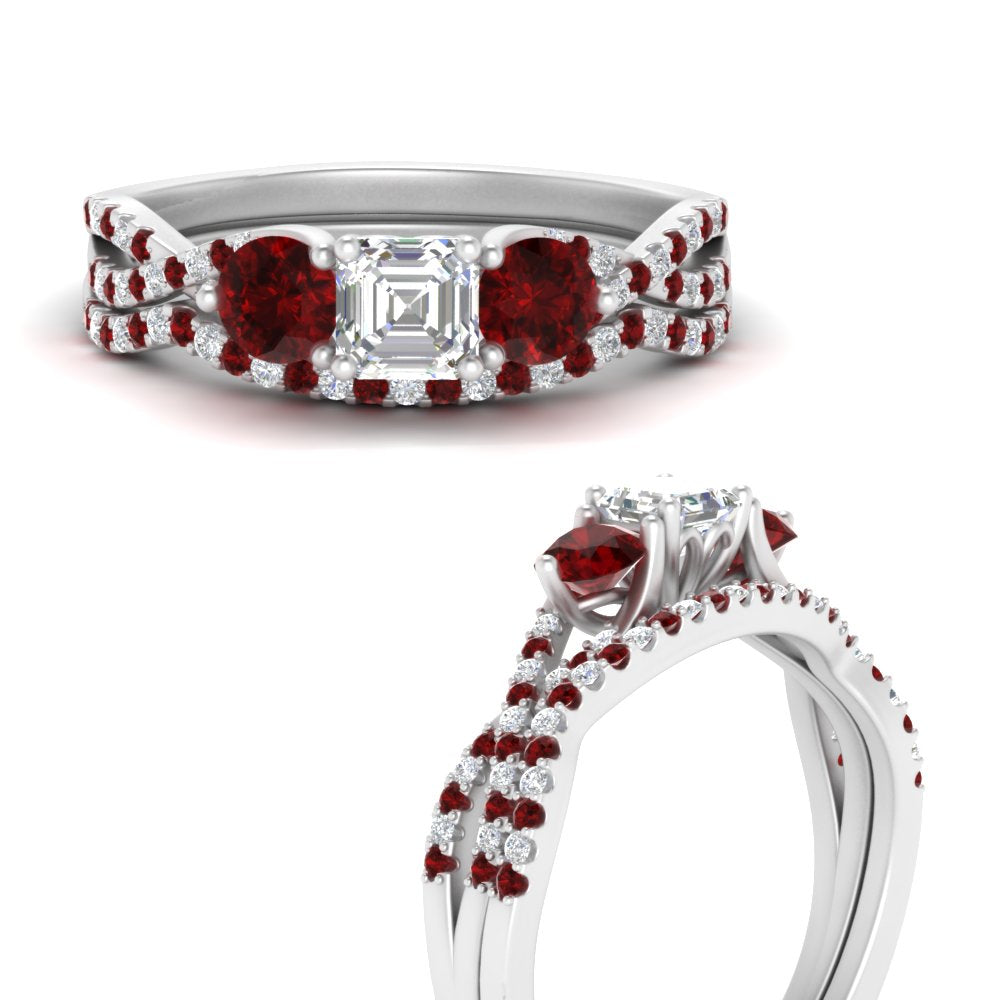 asscher-cut-twisted-floral-prong-ruby-wedding-set-in-white-gold-FD10257ASGRUDR-ANGLE3-NL-WG_4e2e9c21-4fba-439f-ab02-f5a9b777f775?v=1756360099