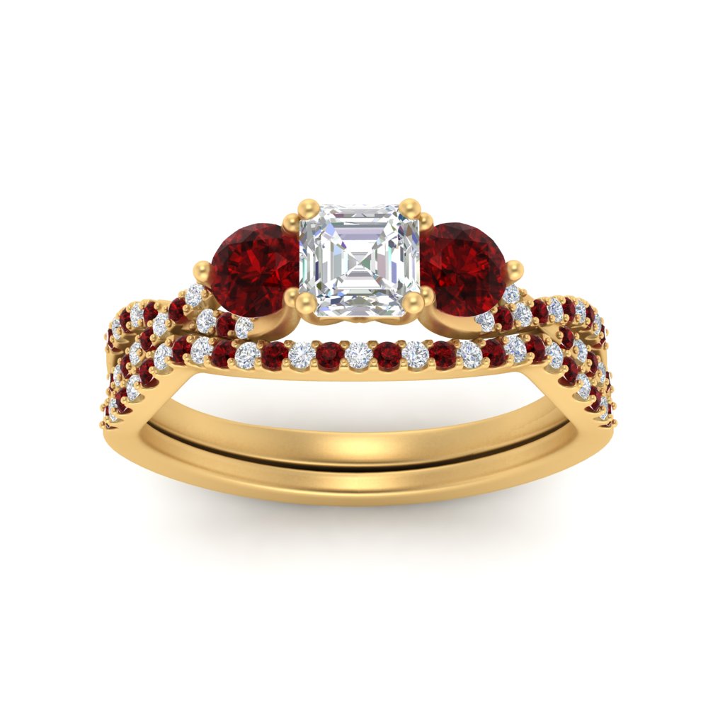 asscher-cut-twisted-floral-prong-ruby-wedding-set-in-yellow-gold-FD10257ASGRUDR-ANGLE5-NL-YG?v=1756359941