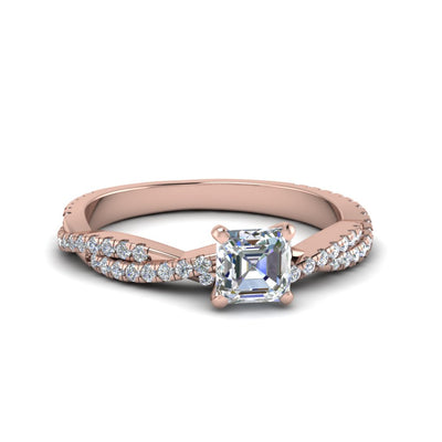 Lab Grown Asscher Cut Twisted Vine Delicate Engagement Ring