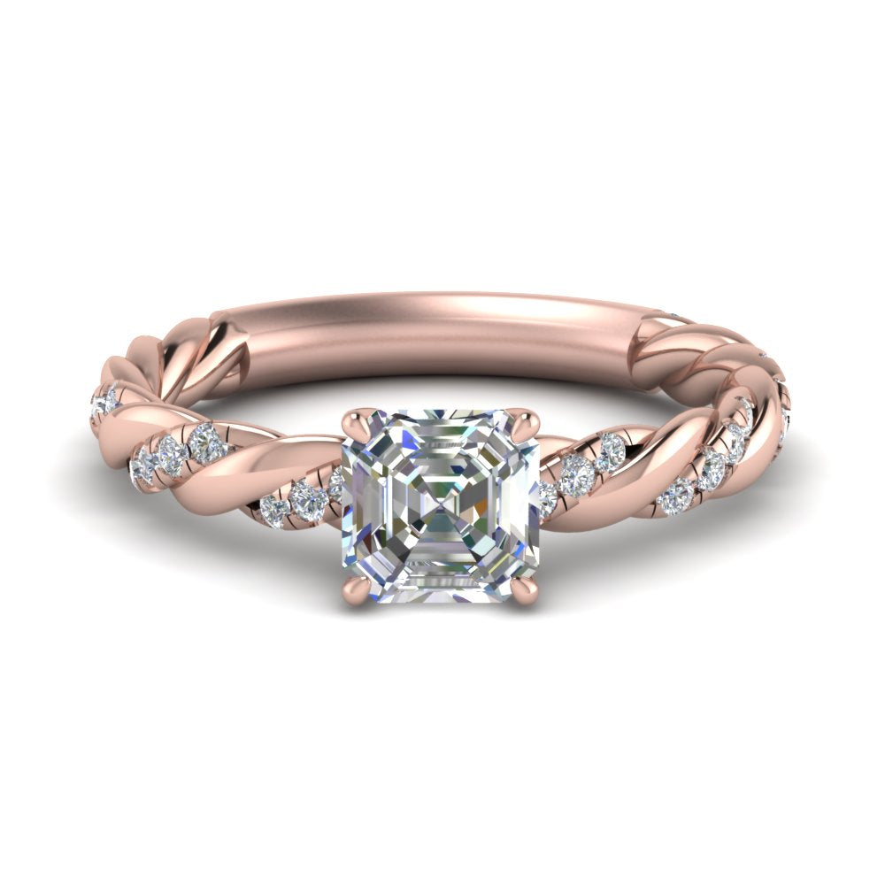 Twisted Vine Asscher Diamond Ring