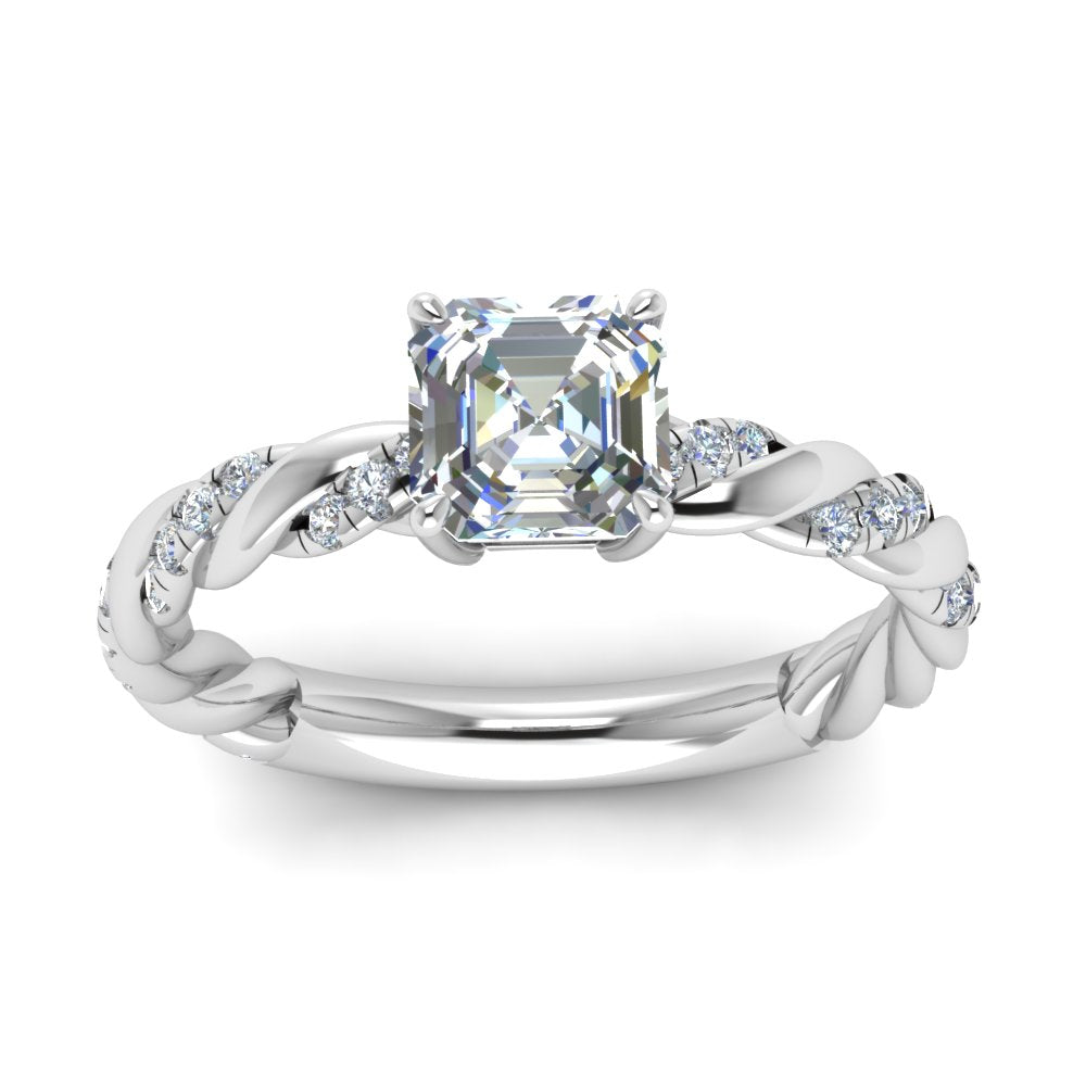 Twisted Vine Asscher Diamond Ring