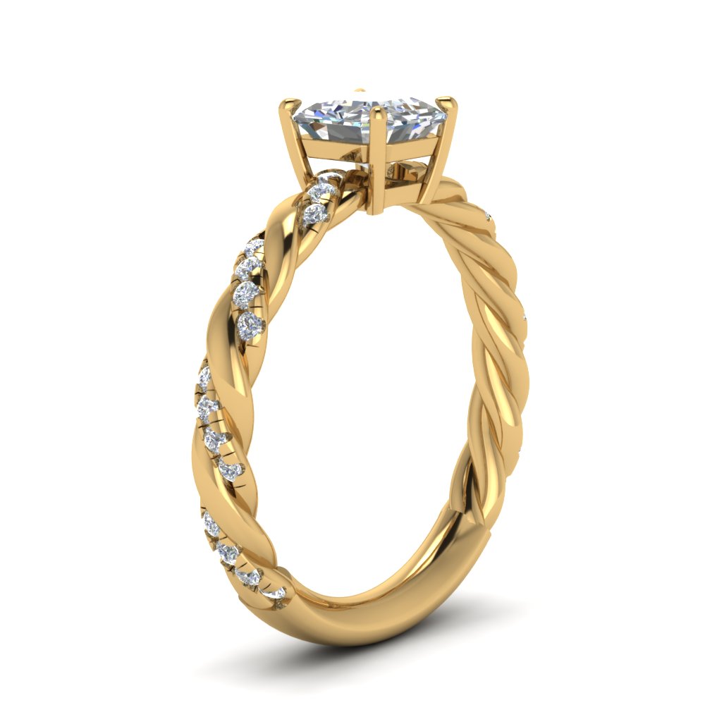Twisted Vine Asscher Diamond Ring