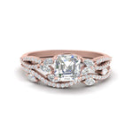 Load image into Gallery viewer, asscher-cut-twisted-vine-luxury-diamond-bridal-ring-set-in-rose-gold-FDENR3211ASANGLE3-NL-RG
