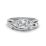Load image into Gallery viewer, asscher-cut-twisted-vine-luxury-diamond-bridal-ring-set-in-white-gold-FDENR3211ASANGLE3-NL-WG