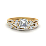 Load image into Gallery viewer, asscher-cut-twisted-vine-luxury-diamond-bridal-ring-set-in-yellow-gold-FDENR3211ASANGLE3-NL-YG