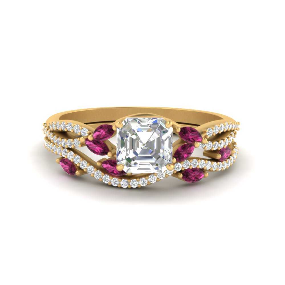 asscher-cut-twisted-vine-luxury-pink-sapphire-bridal-ring-set-in-yellow-gold-FDENR3211ASGSADRPIANGLE3-NL-YG
