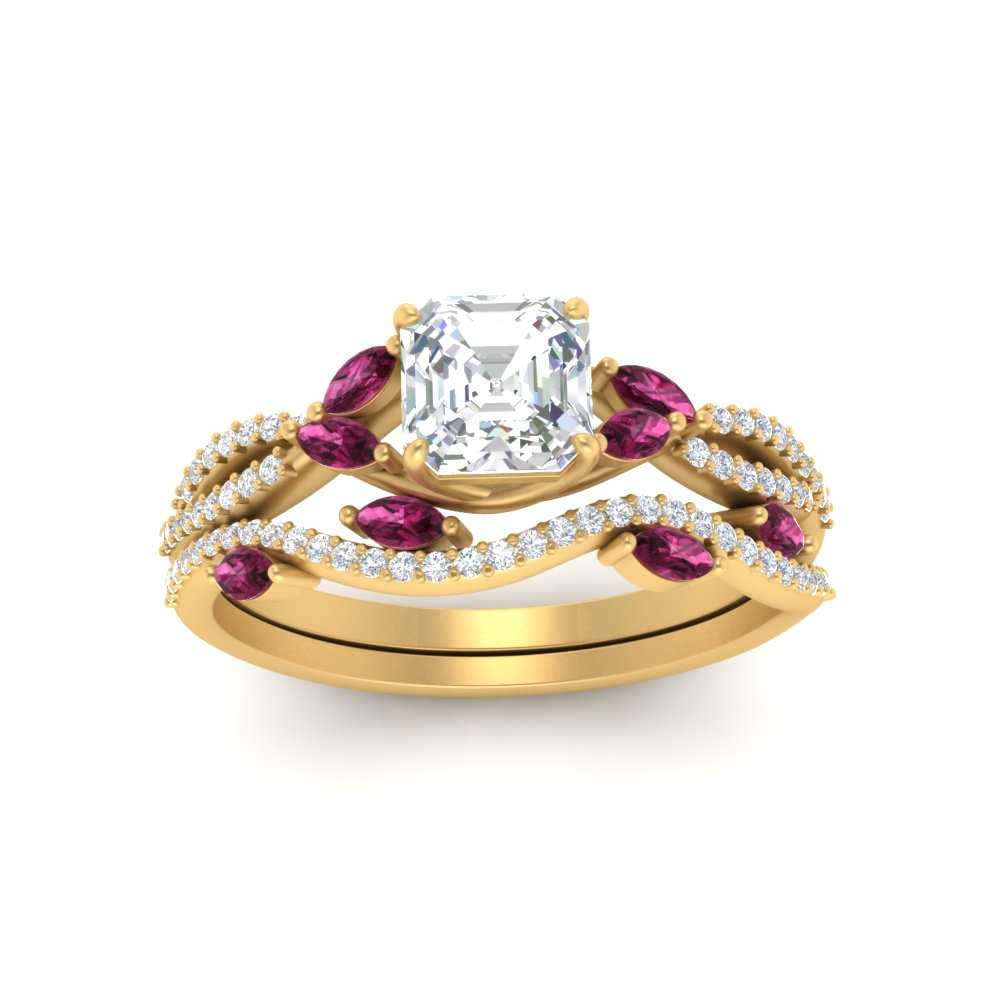 asscher-cut-twisted-vine-luxury-pink-sapphire-bridal-ring-set-in-yellow-gold-FDENR3211ASGSADRPIANGLE3-NL-YG