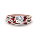 Load image into Gallery viewer, asscher-cut-twisted-vine-luxury-ruby-bridal-ring-set-in-rose-gold-FDENR3211ASGRUDRANGLE3-NL-RG