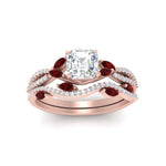 Load image into Gallery viewer, asscher-cut-twisted-vine-luxury-ruby-bridal-ring-set-in-rose-gold-FDENR3211ASGRUDRANGLE3-NL-RG