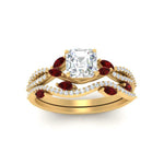 Load image into Gallery viewer, asscher-cut-twisted-vine-luxury-ruby-bridal-ring-set-in-yellow-gold-FDENR3211ASGRUDRANGLE3-NL-YG