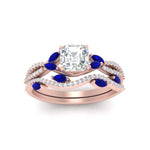 Load image into Gallery viewer, asscher-cut-twisted-vine-luxury-sapphire-bridal-ring-set-in-rose-gold-FDENR3211ASGSABLANGLE3-NL-RG