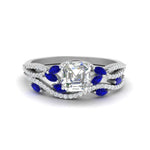Load image into Gallery viewer, asscher-cut-twisted-vine-luxury-sapphire-bridal-ring-set-in-white-gold-FDENR3211ASGSABLANGLE3-NL-WG